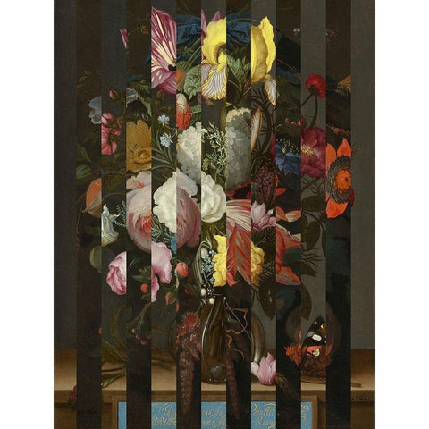 Masked Flemish Bouquet II Black Modern Wood Framed Art Print with Double Matting by Green, Jacob