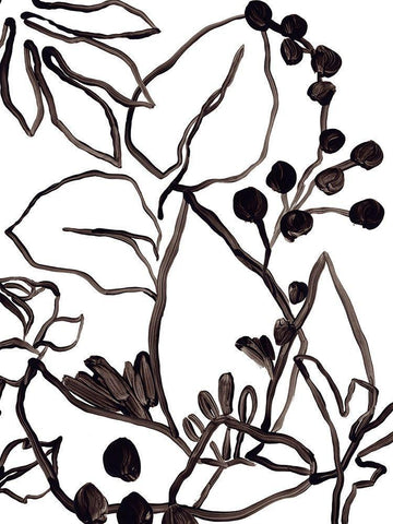 Tropical Outlines I White Modern Wood Framed Art Print with Double Matting by Vess, June Erica