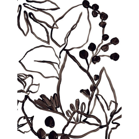 Tropical Outlines I Black Modern Wood Framed Art Print by Vess, June Erica