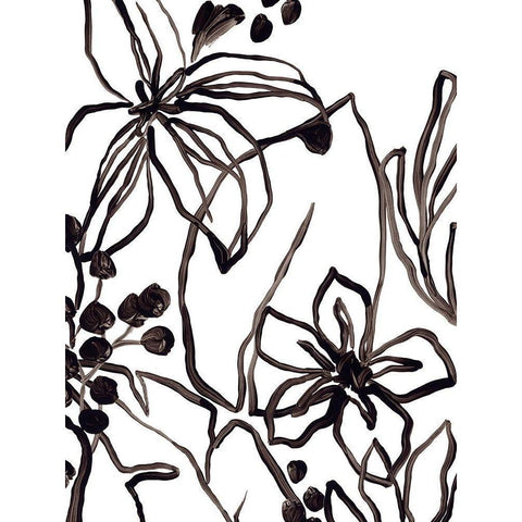 Tropical Outlines II Black Modern Wood Framed Art Print with Double Matting by Vess, June Erica