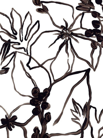 Tropical Outlines III Black Ornate Wood Framed Art Print with Double Matting by Vess, June Erica