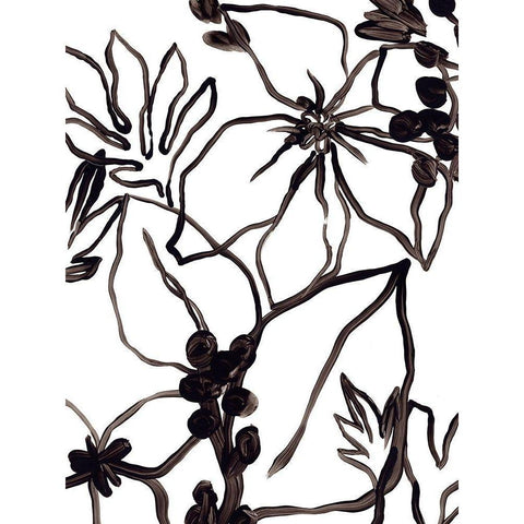 Tropical Outlines III Black Modern Wood Framed Art Print by Vess, June Erica