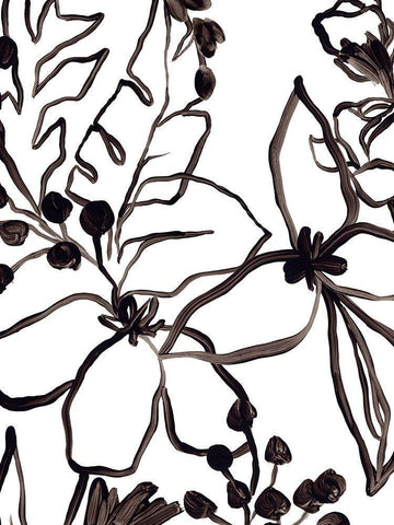 Tropical Outlines IV Black Ornate Wood Framed Art Print with Double Matting by Vess, June Erica