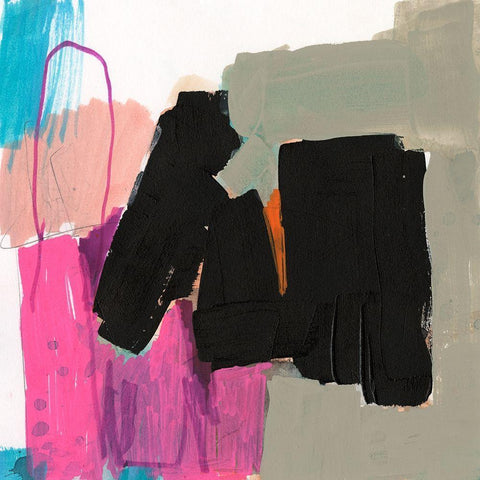 Primary Action I Black Modern Wood Framed Art Print with Double Matting by Goldberger, Jennifer