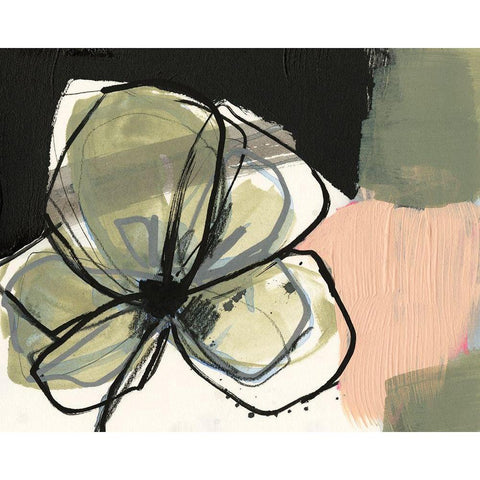 Floral Synergy II Black Modern Wood Framed Art Print with Double Matting by Goldberger, Jennifer