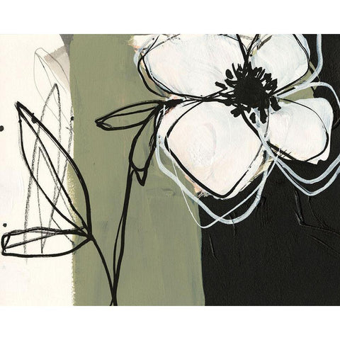 Floral Synergy IV Black Modern Wood Framed Art Print with Double Matting by Goldberger, Jennifer