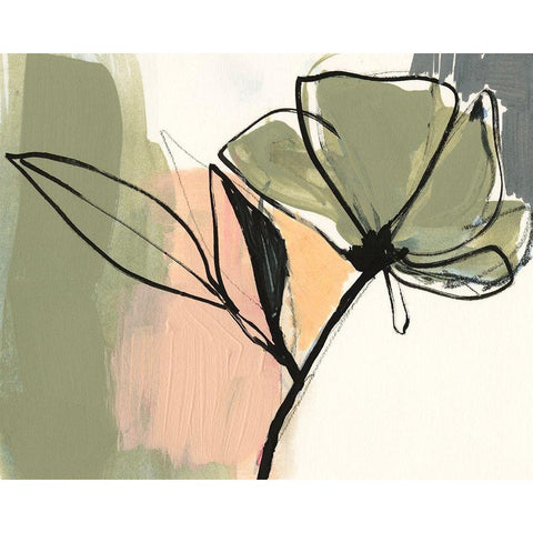 Floral Synergy V Black Modern Wood Framed Art Print with Double Matting by Goldberger, Jennifer