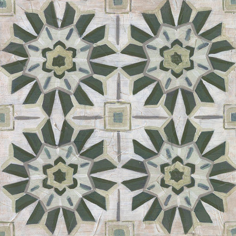 Vintage Verdigris Tile III Black Modern Wood Framed Art Print with Double Matting by Vess, June Erica