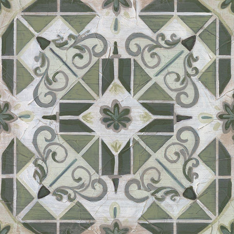 Vintage Verdigris Tile IV Black Modern Wood Framed Art Print by Vess, June Erica