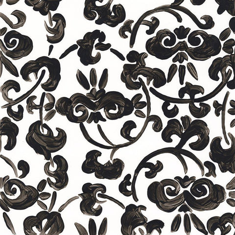 Ink Motif II Black Ornate Wood Framed Art Print with Double Matting by Vess, June Erica