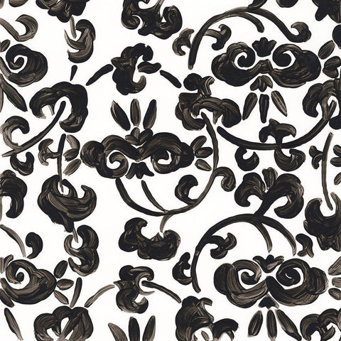 Ink Motif II White Modern Wood Framed Art Print by Vess, June Erica