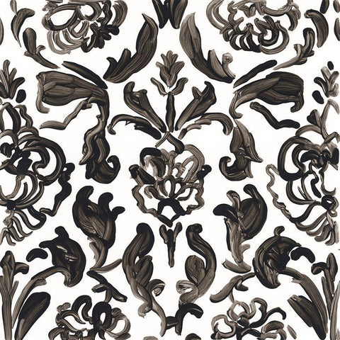 Ink Motif III Black Ornate Wood Framed Art Print with Double Matting by Vess, June Erica