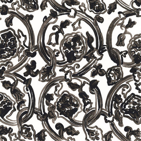 Ink Motif IV Black Modern Wood Framed Art Print by Vess, June Erica