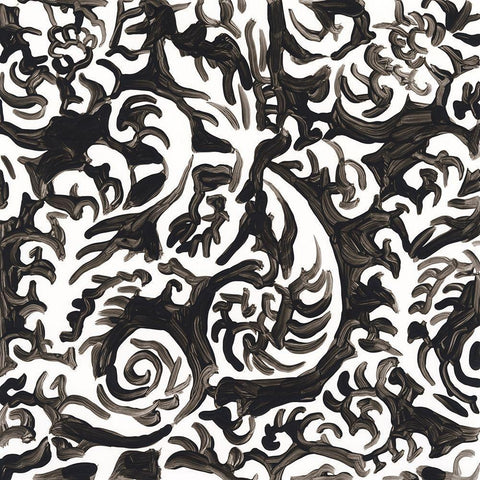 Ink Motif V White Modern Wood Framed Art Print with Double Matting by Vess, June Erica