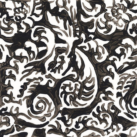 Ink Motif V Black Modern Wood Framed Art Print with Double Matting by Vess, June Erica