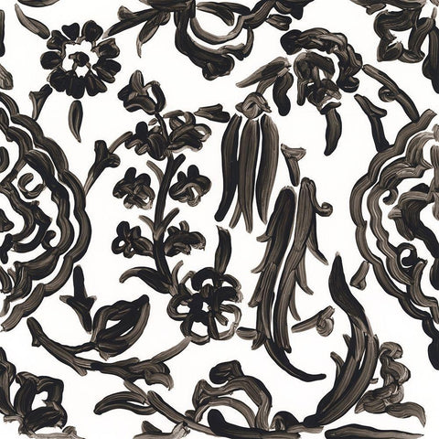 Ink Motif VIII Black Ornate Wood Framed Art Print with Double Matting by Vess, June Erica