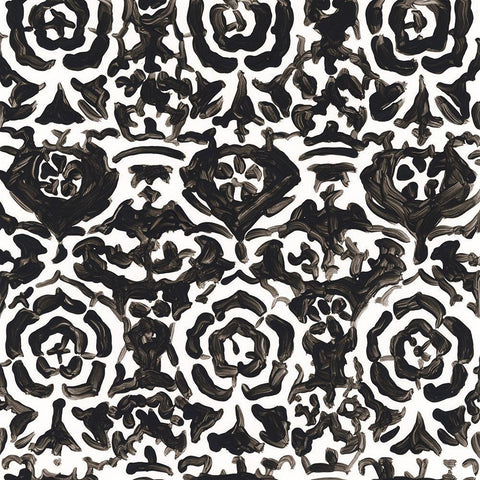 Ink Motif IX Black Ornate Wood Framed Art Print with Double Matting by Vess, June Erica