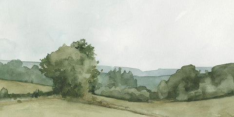 Vintage Landscape Sketch I Black Ornate Wood Framed Art Print with Double Matting by Caroline, Emma
