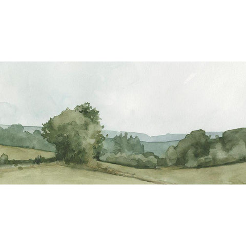 Vintage Landscape Sketch I Black Modern Wood Framed Art Print with Double Matting by Caroline, Emma