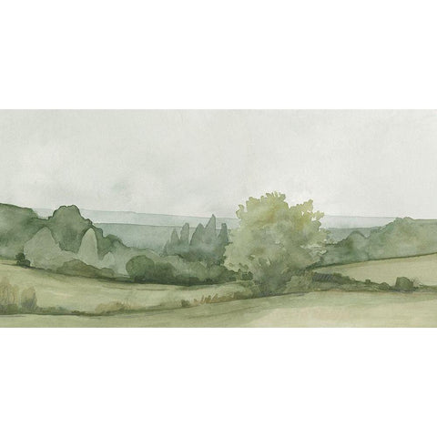 Vintage Landscape Sketch II Black Modern Wood Framed Art Print with Double Matting by Caroline, Emma