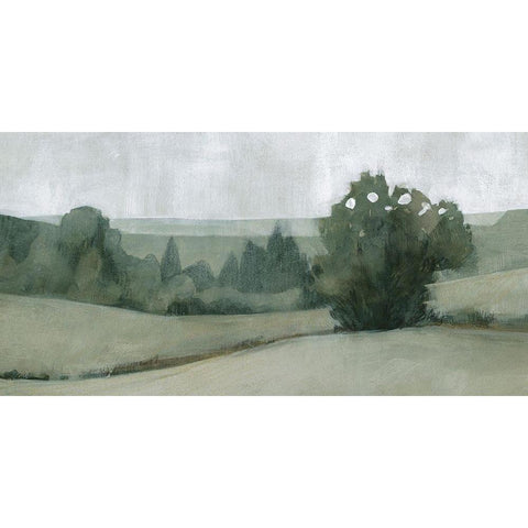 Soft Green Landscape II White Modern Wood Framed Art Print by Caroline, Emma