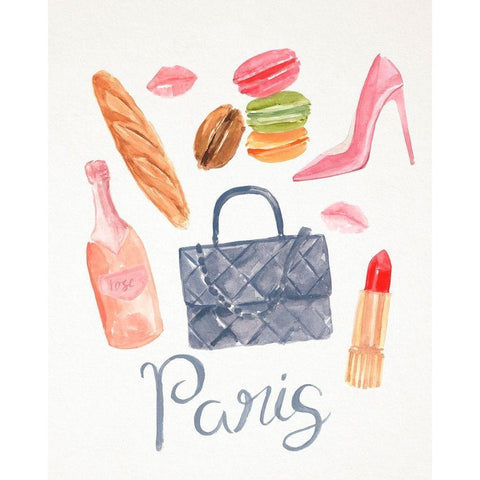 Paris Essentials I Black Modern Wood Framed Art Print with Double Matting by Warren, Annie