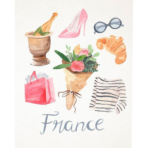 Paris Essentials II White Modern Wood Framed Art Print by Warren, Annie