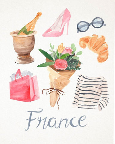 Paris Essentials II Black Ornate Wood Framed Art Print with Double Matting by Warren, Annie