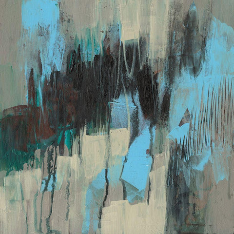 Ocean Blue Abstract I Black Modern Wood Framed Art Print by Goldberger, Jennifer