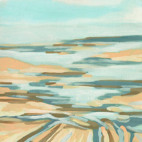 Sand Shoals I White Modern Wood Framed Art Print with Double Matting by Vess, June Erica