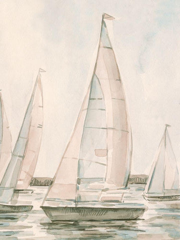 Sail Scribble I White Modern Wood Framed Art Print with Double Matting by Caroline, Emma