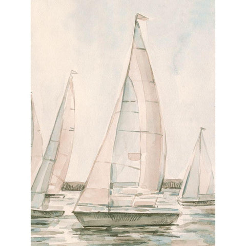 Sail Scribble I Black Modern Wood Framed Art Print with Double Matting by Caroline, Emma