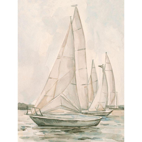 Sail Scribble II Black Modern Wood Framed Art Print by Caroline, Emma