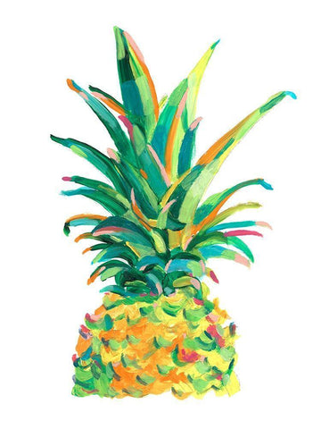 Bright Pop Pineapple II White Modern Wood Framed Art Print with Double Matting by Harper, Ethan
