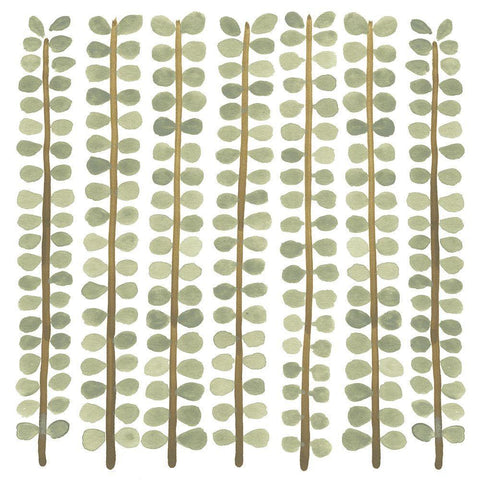 Greenery Motif III White Modern Wood Framed Art Print with Double Matting by Vess, June Erica