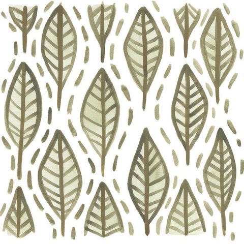 Greenery Motif V White Modern Wood Framed Art Print by Vess, June Erica