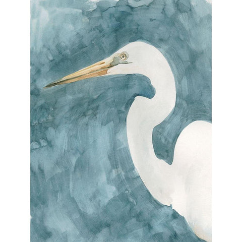 Watercolor Heron Portrait I White Modern Wood Framed Art Print by Caroline, Emma