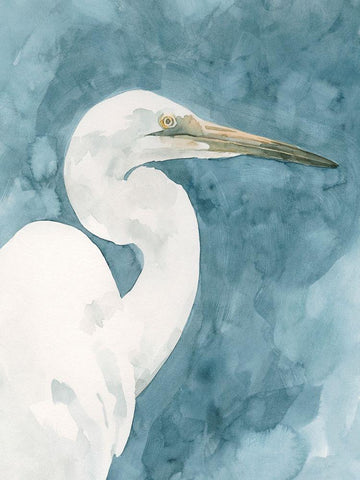 Watercolor Heron Portrait II White Modern Wood Framed Art Print with Double Matting by Caroline, Emma