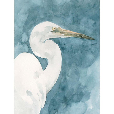 Watercolor Heron Portrait II Black Modern Wood Framed Art Print with Double Matting by Caroline, Emma