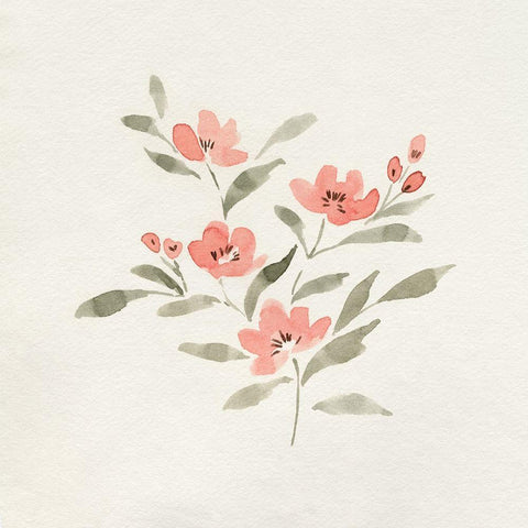 Sweet Florals I White Modern Wood Framed Art Print with Double Matting by Caroline, Emma