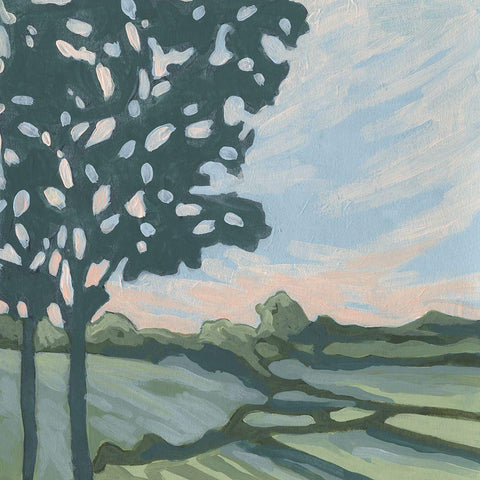 Sunset Tree I White Modern Wood Framed Art Print by Vess, June Erica