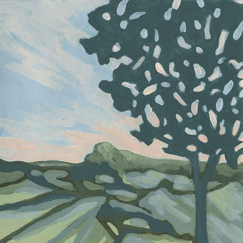 Sunset Tree II Black Modern Wood Framed Art Print with Double Matting by Vess, June Erica