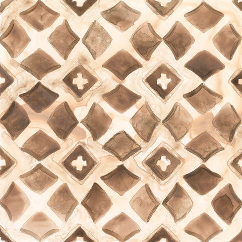 Umber Tile III White Modern Wood Framed Art Print with Double Matting by Vess, June Erica