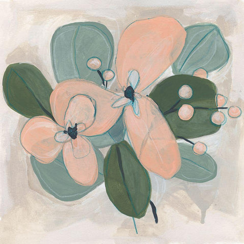 Posey Impasto I Black Ornate Wood Framed Art Print with Double Matting by Vess, June Erica