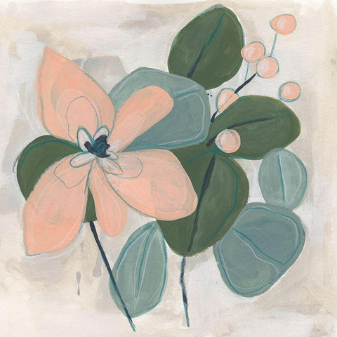 Posey Impasto II White Modern Wood Framed Art Print with Double Matting by Vess, June Erica