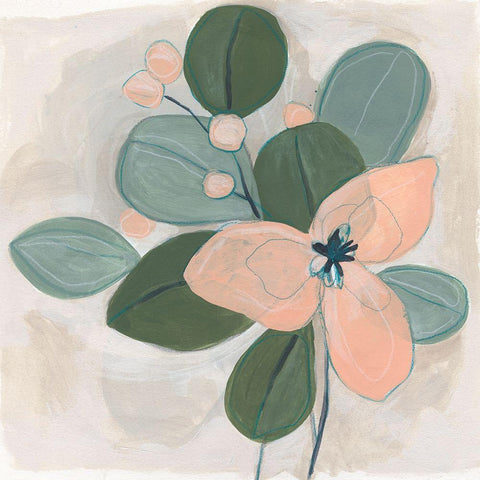 Posey Impasto III White Modern Wood Framed Art Print with Double Matting by Vess, June Erica