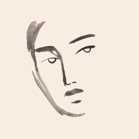 Face Shapes II White Modern Wood Framed Art Print by Parker, Jennifer Paxton