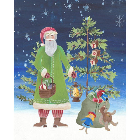 Folksy Father Christmas II Gold Ornate Wood Framed Art Print with Double Matting by Moore, Regina