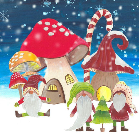 Christmas Gnomes I White Modern Wood Framed Art Print by Moore, Regina