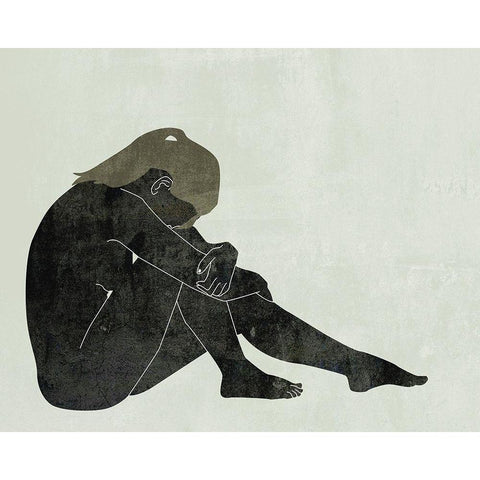 Folded Figure II Black Modern Wood Framed Art Print by Wang, Melissa